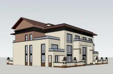 Modern Chinese-Style Solo Villa SketchUp Model-BIM WORLD
