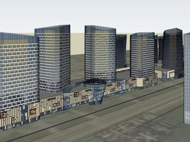 Sketchup Complex Model | Super high-rise complex, office building, ground floor commercial, hotel, apartment, residential, modern style