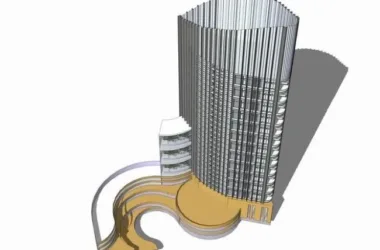 SketchUp Office Model: Modern High-Rise with Elliptical Design-BIM WORLD