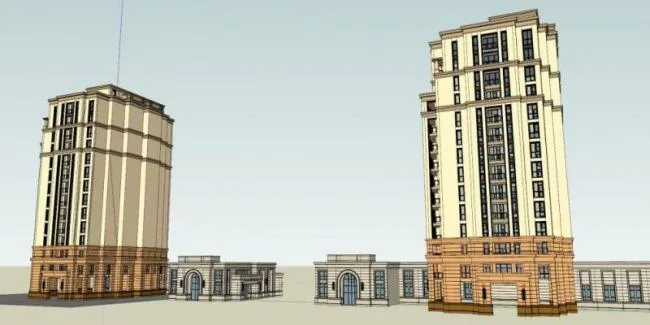 Sketchup Residential Model | High rise Residential Buildings, Classical Style
