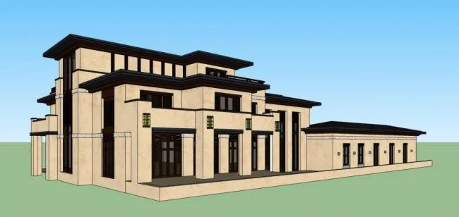 Sketchup Business Model | Multi story Clubhouse, Grassland Style, Commercial Architecture, Knight Style