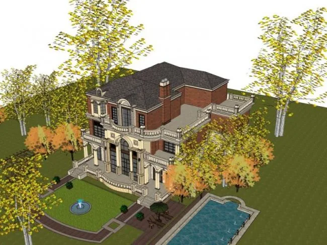 Sketchup Villa Model | Single Family Villa, Classical Style