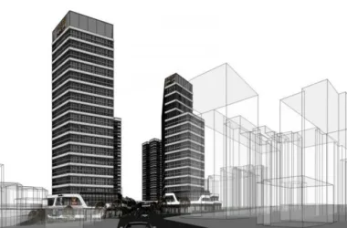 SketchUp Complex Model: Modern High-Rise Office, Shopping Center, and Multi-Story Commercial Building-BIM WORLD