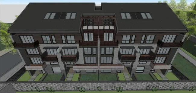 Sketchup Villa Model | Row Villa, New Chinese Style