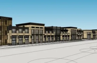 SketchUp Business Model: Multi-Story Commercial Street with Neoclassical Entrance-BIM WORLD