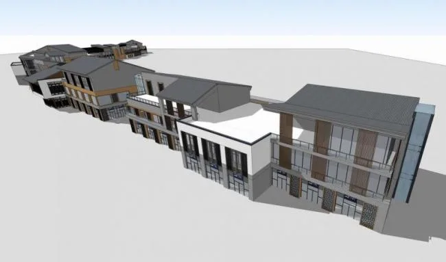 Sketchup Business Model | Multi Story Commercial Street, New Chinese Style