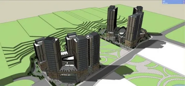 Sketchup Complex Model | High rise Commercial Complex, Modern Style