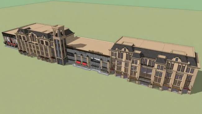 SketchUp Business Model: Multi-Story Street-Side Commercial Building in Classic French Style