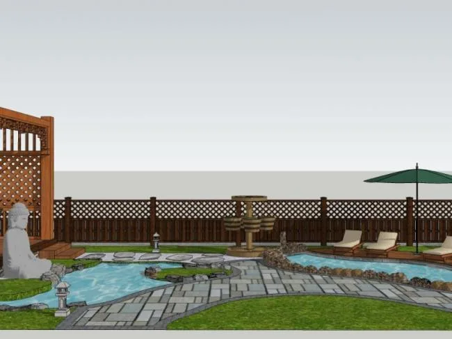 Sketchup Landscape Model | Villa Courtyard, Chinese Style