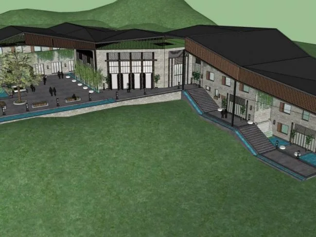 Sketchup Hotel Model | Mountain Hotel, Low Rise, Chinese Style