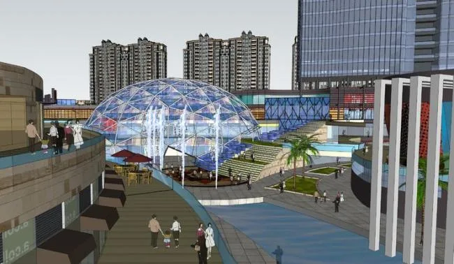 Sketchup Complex Model | High rise residential community, large commercial center, complex, modern style