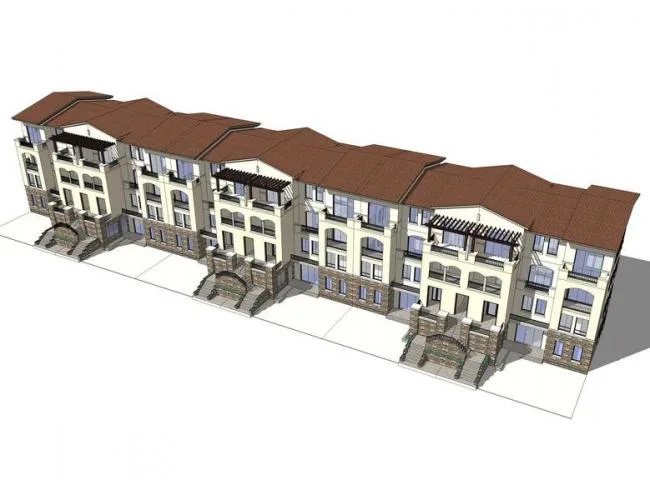 SketchUp Residential Model | Multi-story Residence, Row House, Residential Building, Spanish Style, Classical Style