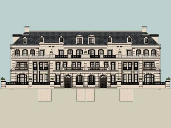 Sketchup Residential Model | Multi story Clubhouse, Residential, Classical Style