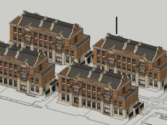 Sketchup Villa Model | Multi row Villa, European Classical Style