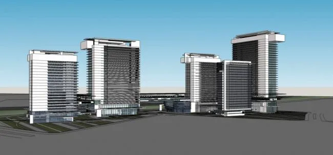 Sketchup Office Model | High rise hotel office, commercial podium, modern style