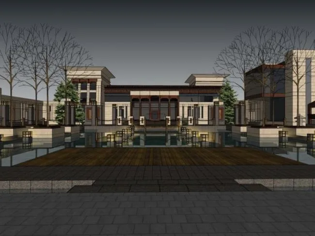 Sketchup Business Model | Low Level Clubhouse, Modern Style
