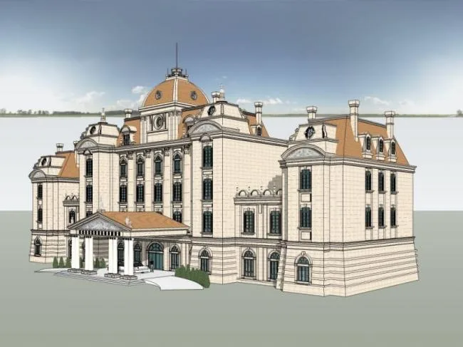 Sketchup Business Model | Multi story commercial building, classical style