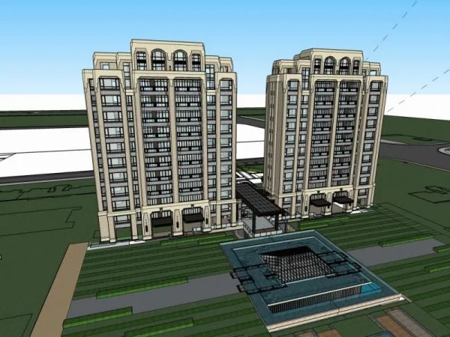 Sketchup Residential Model | High rise Residential Buildings, Residential Buildings, Classical Style