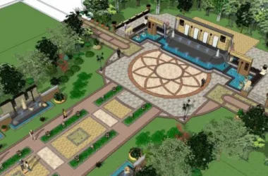 Classical Square Landscape Design in SketchUp-BIM WORLD