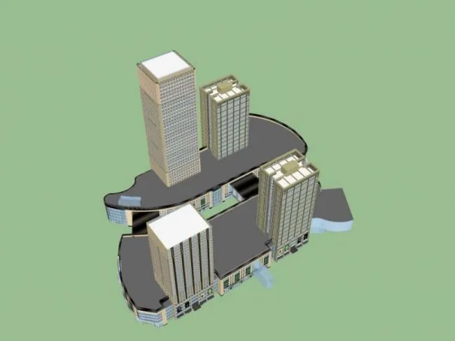 Sketchup Complex Model | Multi story Commercial Complex, Modern Style
