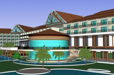 SketchUp Multi-Story Southeast Asian Resort Hotel Model-BIM WORLD