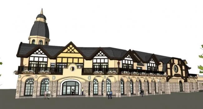 Sketchup Business Model | Entrance Commercial Building, Classical Style