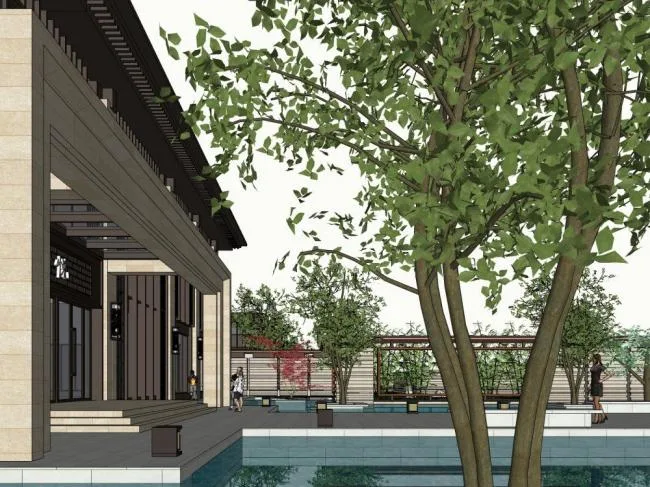 Sketchup Business Model | Business Club, New Chinese Style