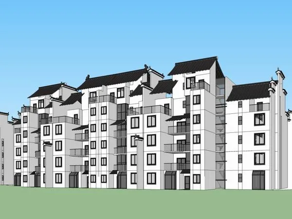 Sketchup Residential Model | Multi story Residential Community, Modern Chinese Style