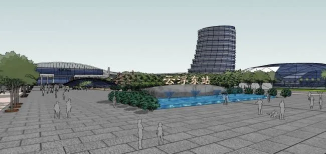 Sketchup Station Road and Bridge | Curved Railway Station, Bus Station, Office Building, Multi story High rise Mixed Use, Modern Style, Transportation Architecture