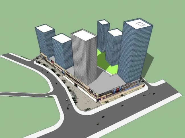 Sketchup Complex Model | Super High rise Commercial Center, Modern Style