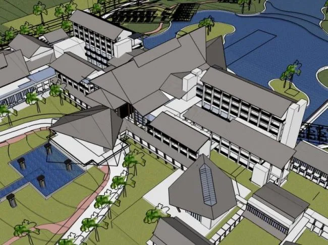 Sketchup Hotel Model | Multi story Hotel Complex, Modern Chinese Style