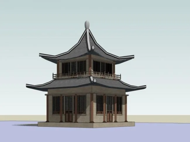 Sketchup Sketch Model | Pavilion, Chinese Style, Sketch
