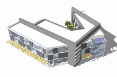 Modern Low-Rise Small Office Building SketchUp Model-BIM WORLD