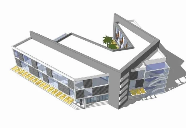 Modern Low-Rise Small Office Building SketchUp Model