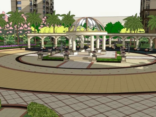 Sketchup Landscape Model | Community Landscape, Residential Landscape, Classical Style