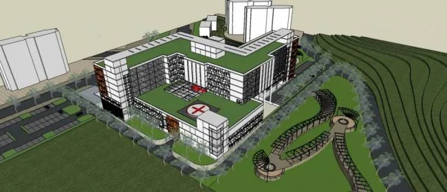 Sketchup Hospital Model | Level 2 Grade A Multi story Hospital, Hospital, Modern Style, Medical Architecture