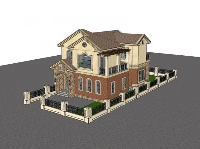 Sketchup Villa Model | Single Family Villa, Classical Style