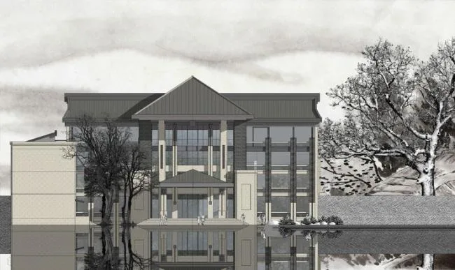 Sketchup Office Model | Multi story Office Building, Commercial Building, Chinese Style, Landscape Design, Water Landscape