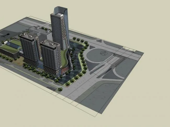 Sketchup Complex Model | High rise Commercial Complex, Modern Style