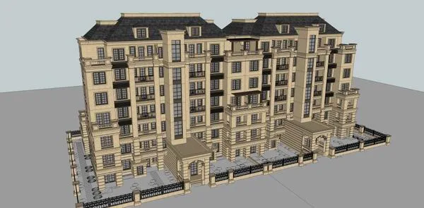 Sketchup Residential Model | Multi story Residence, Western Style, Classical Style, 7 Floors