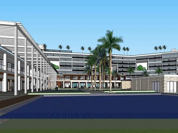 SketchUp Multi-Story Hotel and Modern Villa Model