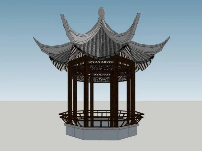 Sketchup Sketch Model | Pavilion, Chinese Style, Sketch