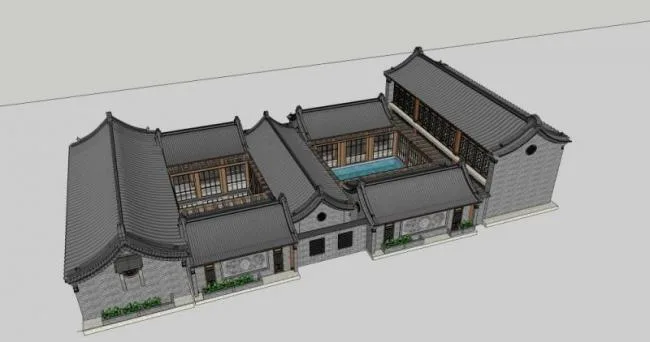 Sketchup Residential Model | Courtyard, Chinese Style
