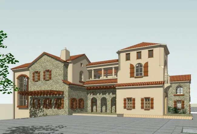 Sketchup Villa Model | Single Family Villa, Spanish Classical Style