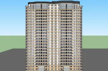 Modern 24-Story High-Rise Residential Building SketchUp Model-BIM WORLD