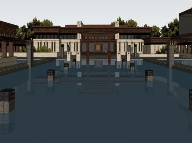Sketchup Business Model | Low Level Clubhouse, Modern Style
