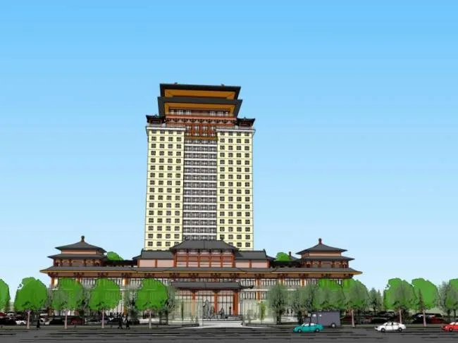 Sketchup Hotel Model | High rise Hotel, Chinese Style