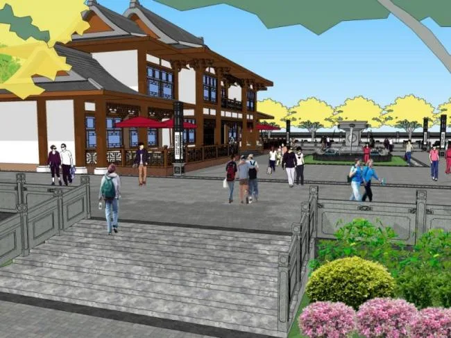 SketchUp Landscape Design: Entrance Plaza and Chinese-Style Park
