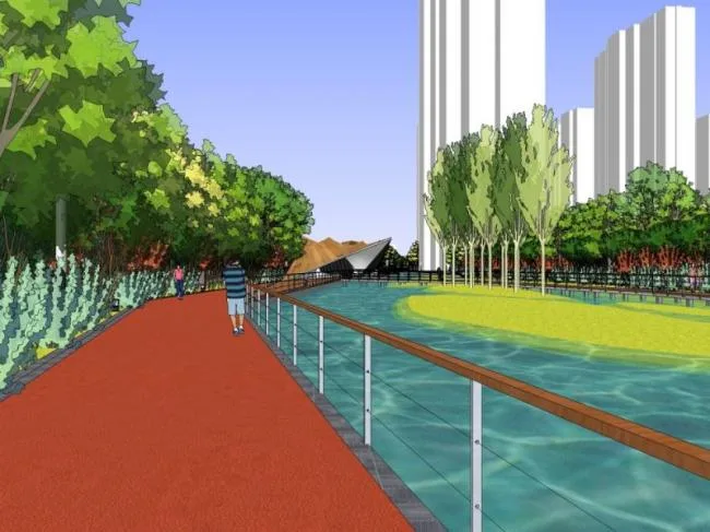 Sketchup Landscape Model | Waterfront Landscape, Modern Style