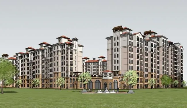 Sketchup Residential Model | High rise residential communities, residential buildings, Spanish style, classical style